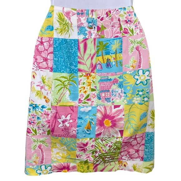 J. Mclaughlin Colorful Tropical Patchwork Preppy Cotton Mini Skirt Size 6 - Picture 3 of 6